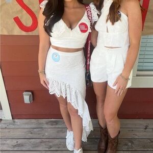 Fancy D White Eyelet Asymmetrical Skirt